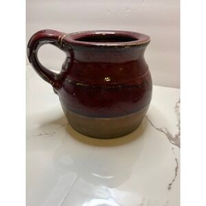 Williamsburg Pottery Red Glazed Stoneware Crock with Handle 7 Inch Utensil Jar